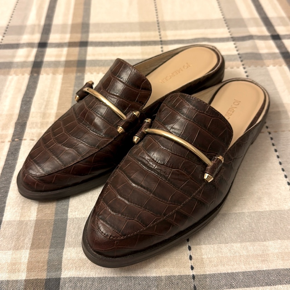 Jo Mercer brown croc mules - like new!!